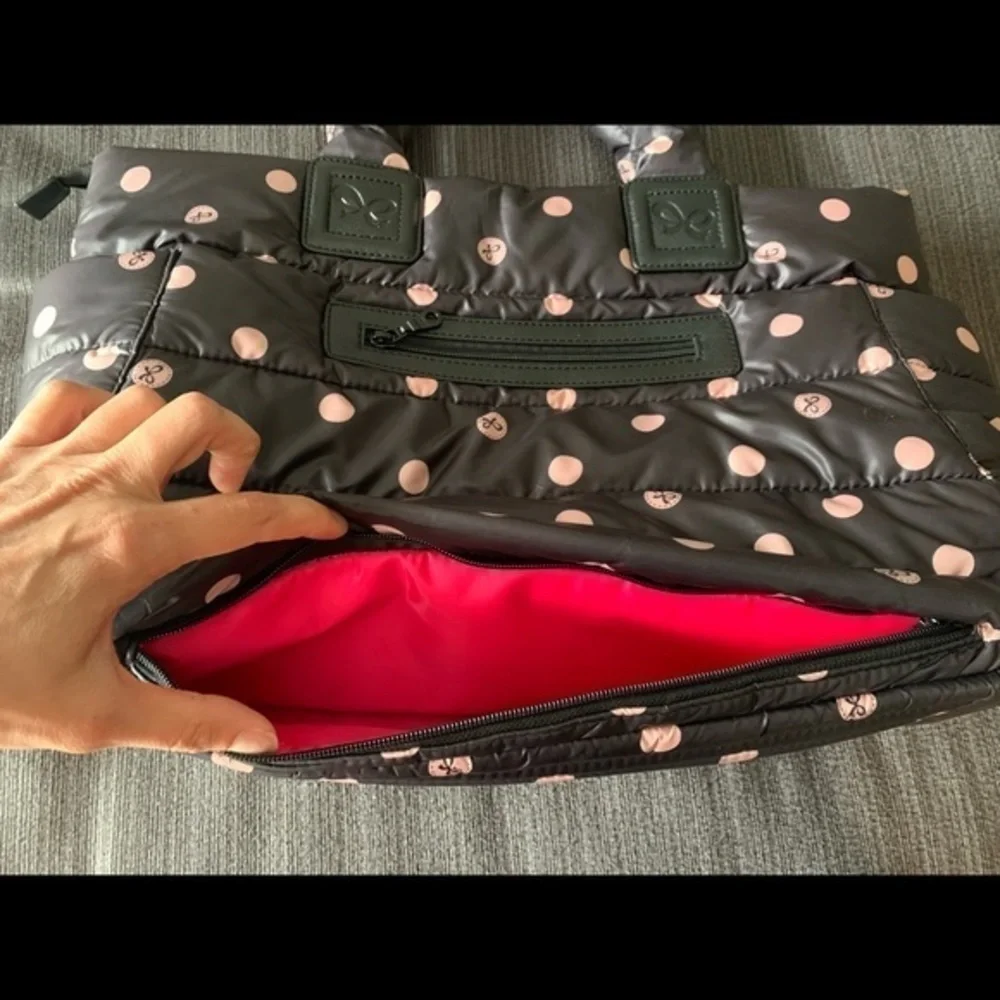 CiPU Large Polka Dot Diaper Baby Tote Bag Black Dark Brown Pink